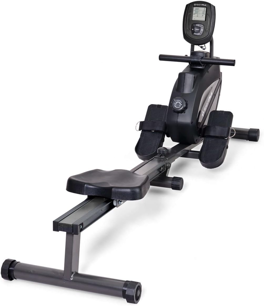 SportPlus Rudergerät klappbar, leises Magnetbremssystem, Heimtrainer bis 150kg, Indoor Fitness Home Gym