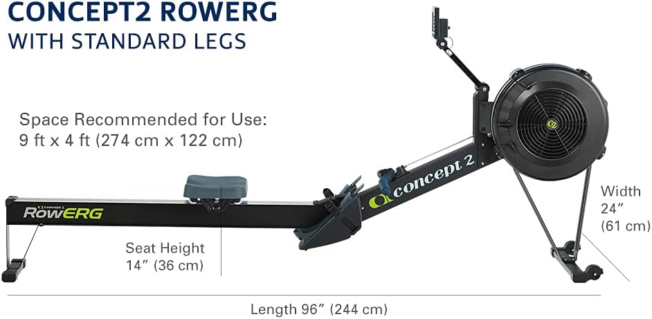 Concept2 RowErg mit Standardbeinen, Rudergerät Modell D,Luftwiderstand, Schwarz