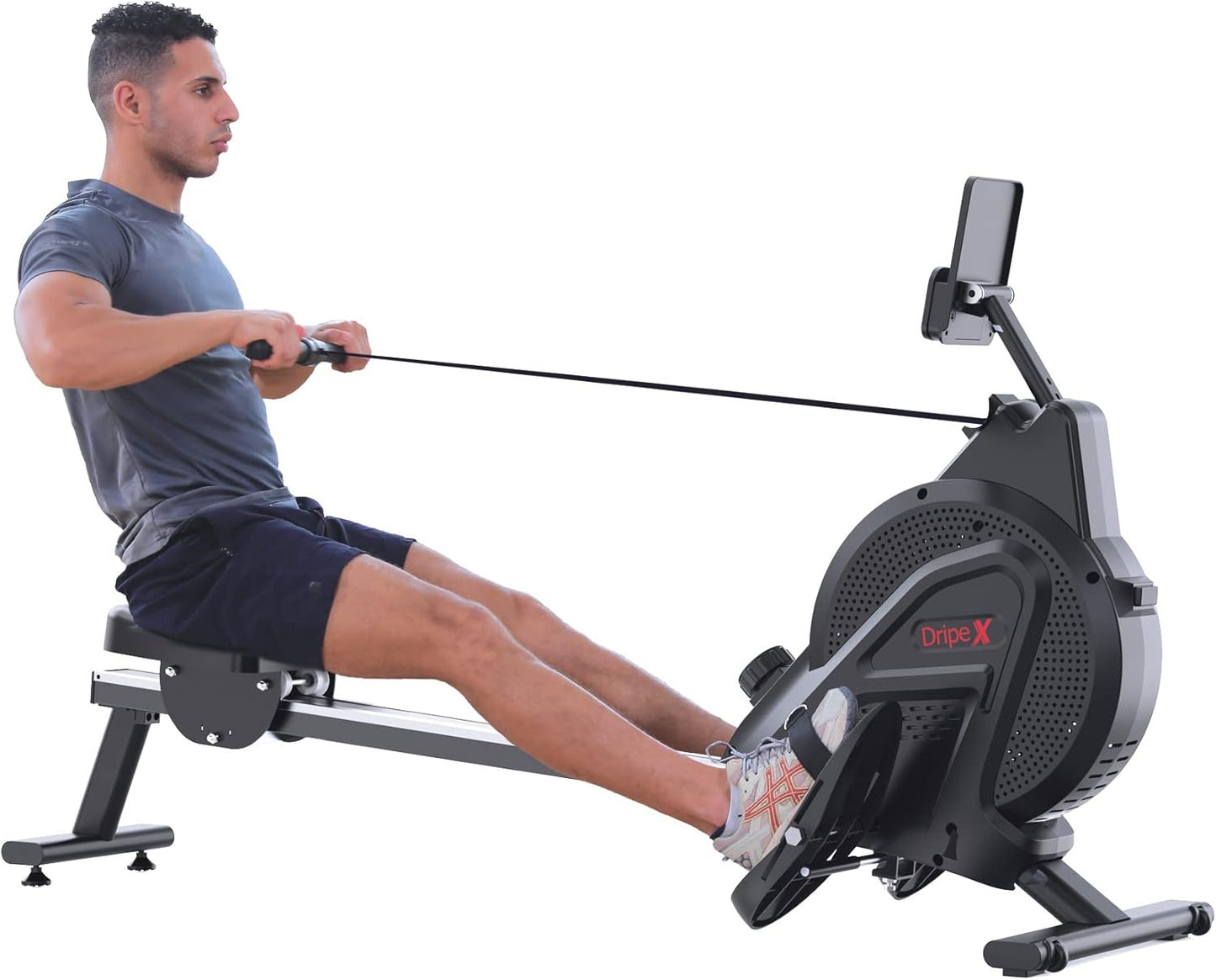 Dripex Magnetisches Rudergerät, Heim-Fitness, Cardio-Training, Aluminium-Gleitschiene, 16 Widerstände, LCD-Monitor