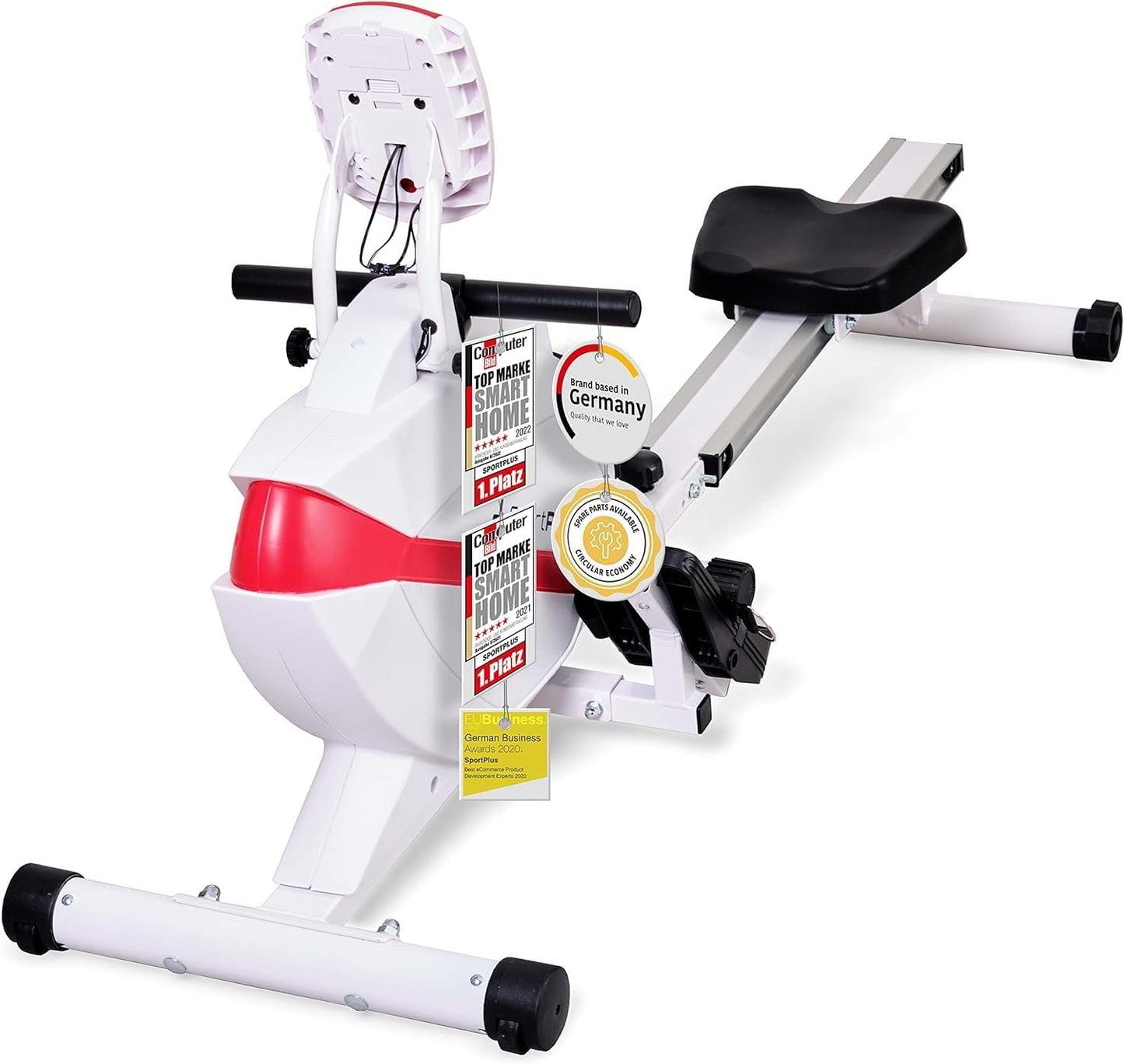 SportPlus Rudergerät klappbar, leises Magnetbremssystem, Heimtrainer bis 150kg, Indoor Fitness Home Gym