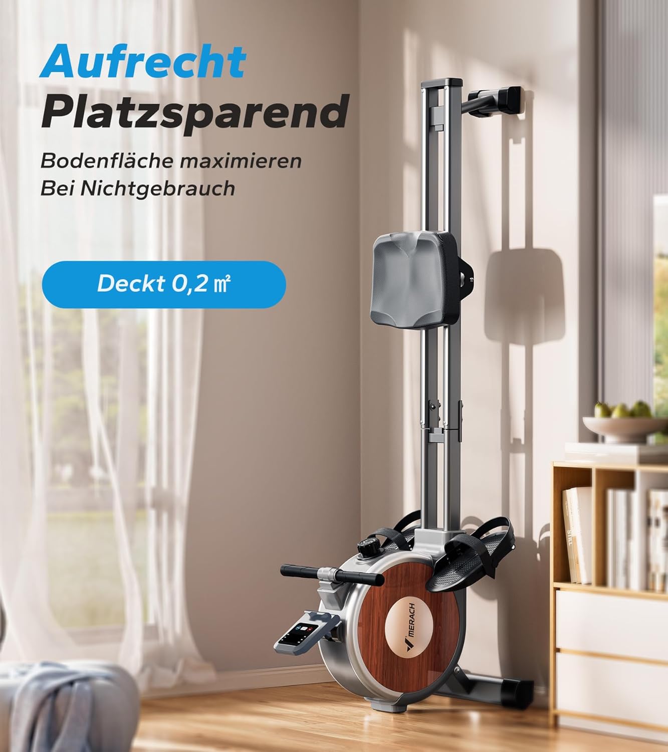 MERACH Rudergerät für Zuhause, Magnetisch, Bluetooth, 16 Widerstandsstufen, Doppel-Slide-Rails, 160KG Belastbarkeit