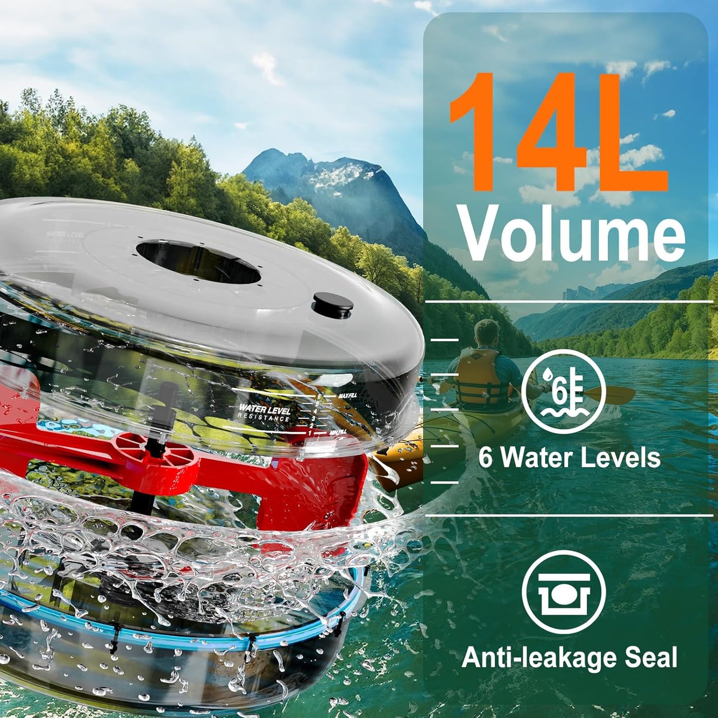 MettleMatic Rudergerät Eiche, Bluetooth Wasser, Großer Tablethalter, 175KG Belastbar, Nutzergröße bis 200cm