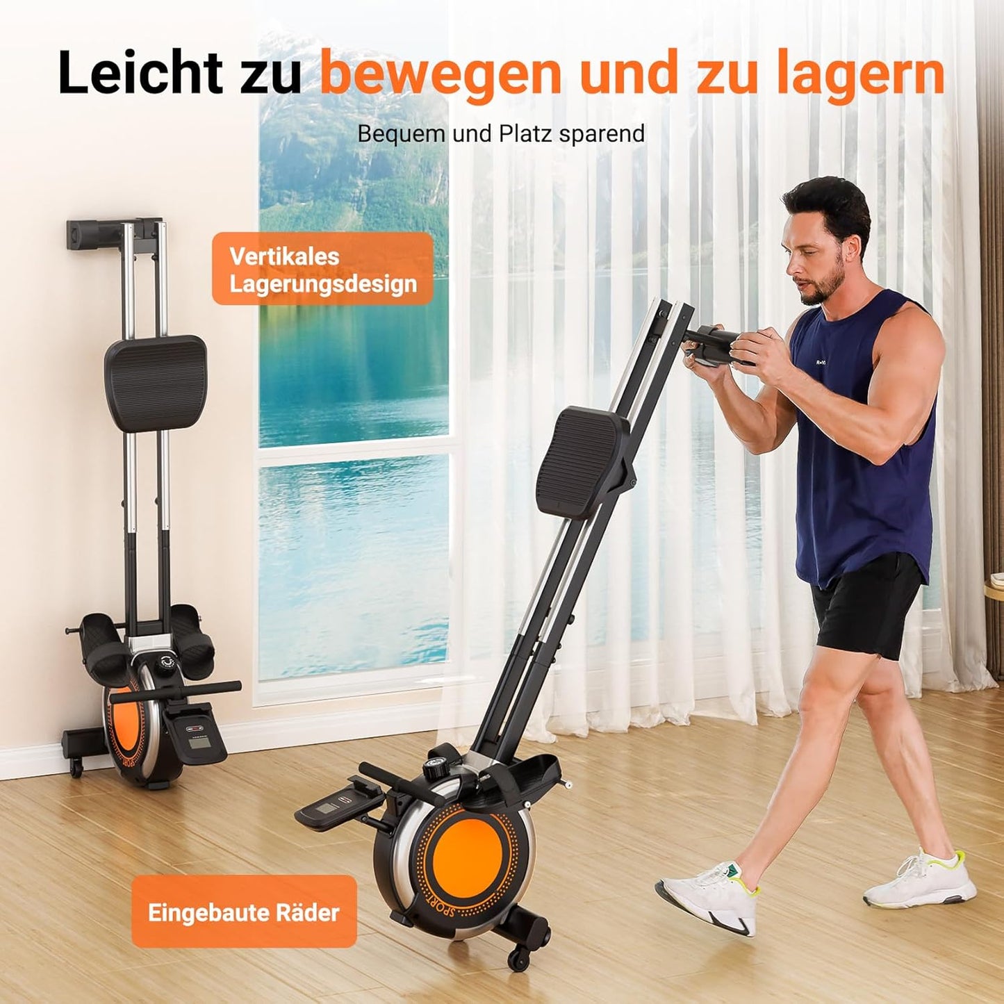 Dripex Rudergerät für Zuhause, 160KG Tragfähigkeit, Magnetisch, 16 Widerstandsstufen, Dual Slide Rail, Bluetooth, LCD